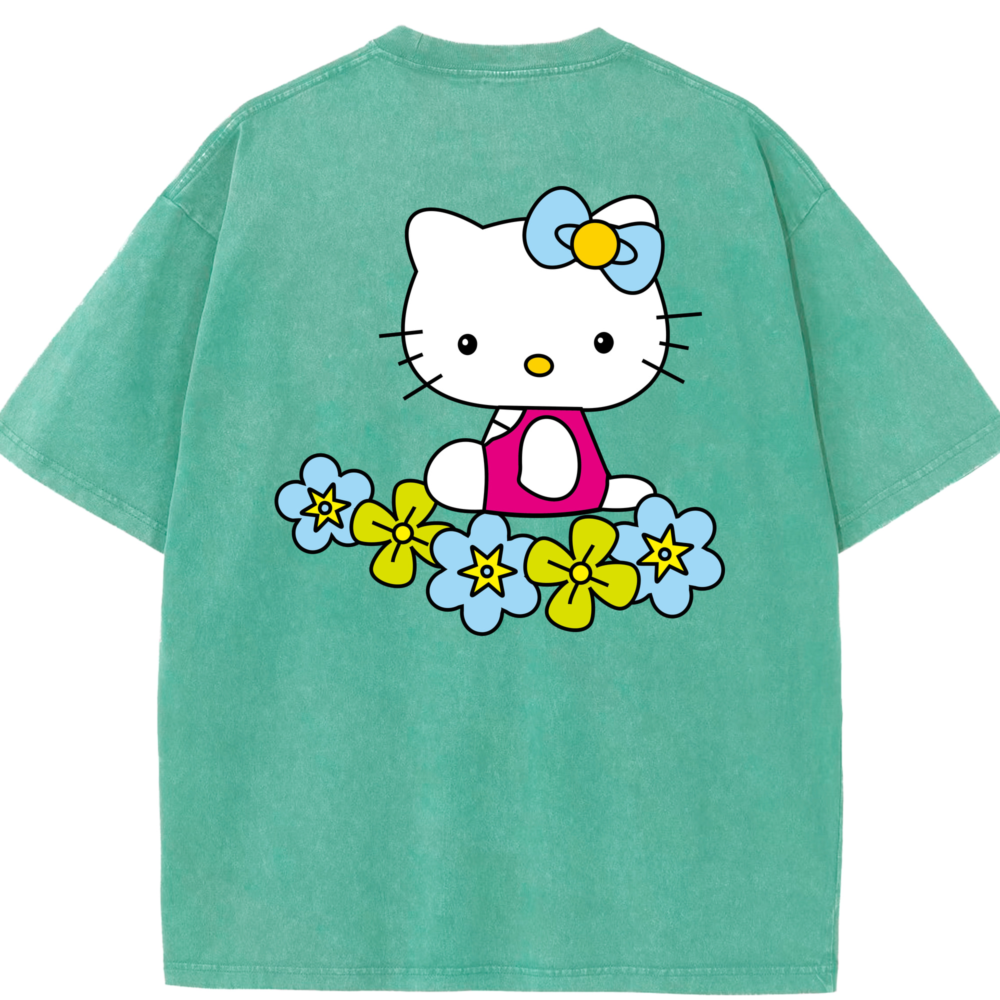 （画像用） Hello Kitty ハローキティ 綿100% ヴィンテージ風 半袖Tシャツ（背面プリント）
